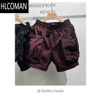 HLCOMAN机能风大口袋工装短裤男生夏季网衬亮面凉感速干阔腿户外五分裤潮