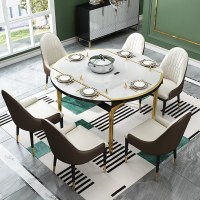 可伸缩餐桌椅组合后现代简约轻奢小户型圆形创意高档吃饭桌子家用