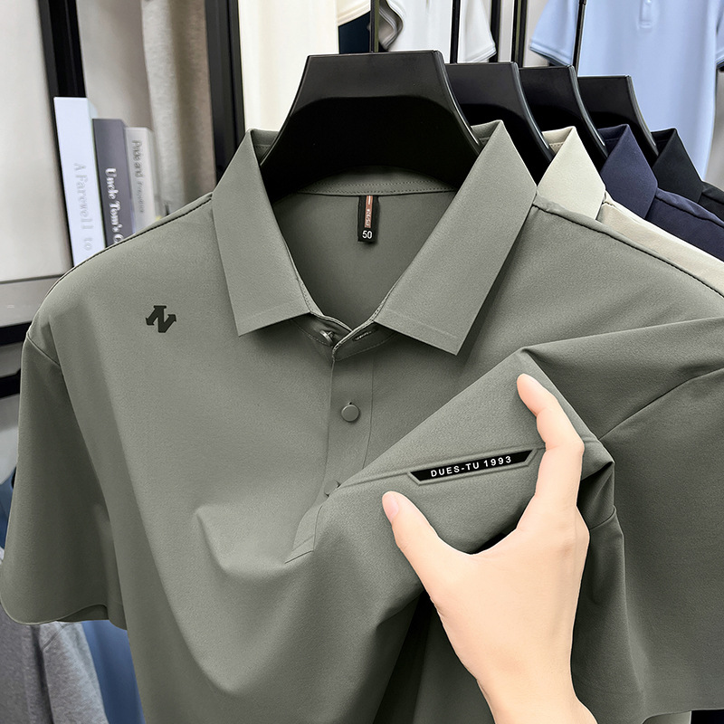 锦氨全无痕短袖polo衫男款2026夏季新款翻领冰丝透气凉感男士T恤