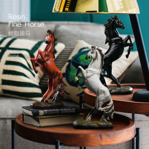 添福运 树脂摆件工艺品家居客厅电视柜酒柜装饰品玄关现代简约家居客厅酒柜小装饰品摆件办公室装饰品马到成功骏马摆件