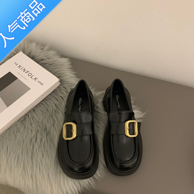 SUNTEK黑色小皮鞋女鞋子春秋季法式乐福鞋2023年新款英伦风玛丽珍豆豆鞋