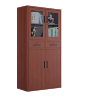 迅迈 深樱桃木二斗器械柜 文件柜 钢制铁皮柜 办公资料档案柜 带锁柜储物 矮柜木纹书柜