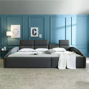 森美人日式皮床亲子组合床二胎家庭超大床2.5米3米护栏床拼接三人四人床