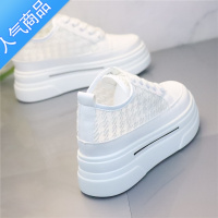 SUNTEK透气网面帆布鞋女百搭2023夏新款低帮内增高7cm休闲小白鞋女单鞋