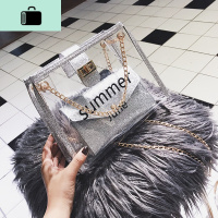 大包包女2020春夏新款韩版果冻透明包链条子母单肩斜挎包NEW LAKE 银色女斜挎包