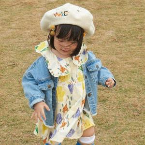 [1件3折价:85.5]moomoo童装女童连衣裙春秋新款娃娃领清新印花元气梭织公主裙