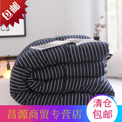 水洗全棉格子条纹加厚春秋被冬被保暖1.5/2.0单双人被子被芯被褥