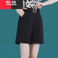 YIBUSHENG春秋薄款2024休闲大码五分裤女阔腿西装短裤小个子高腰直筒中裤