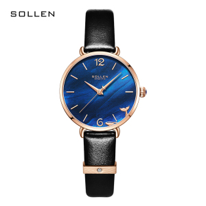 梭伦(SOLLEN)手表女士时尚商务款钢带女表潮流韩版水钻简约休闲复古精钢防水石英表 SL-422