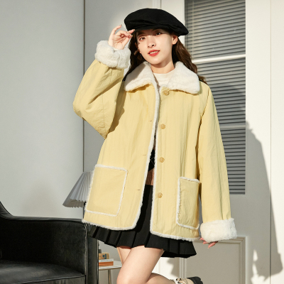 [3件8.5折152.9元,叠加优惠券]唐狮秋冬新款翻领棉衣女甜美百搭宽松休闲冬季棉服外套加厚