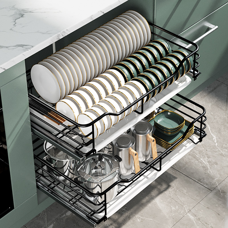 欧德宝odbo拉篮厨房橱柜碗篮304不锈钢双层抽屉式调料柜厨柜碟碗柜拉