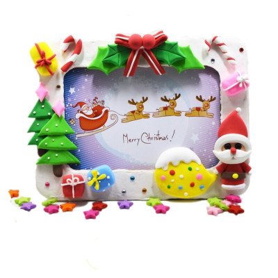 儿童手工创作diy相框超轻粘土材料包新年幼儿园亲子互动玩具粘土相框-缤纷圣诞