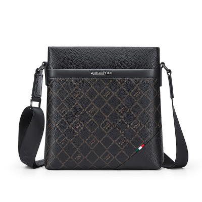 斯妮拉英皇保罗欧美时尚真皮男士斜挎包男款单肩包商务通勤大容量新款牛皮包2024新款