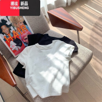 YIBUSHENG正肩短袖t恤女装2024季新款早春欧货小衫体恤春季上衣