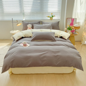 娇好韵 磨毛纯色四件套-银灰米 200*230cm