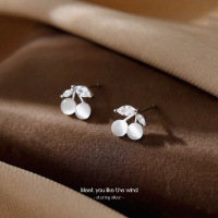 s999足银耳钉女小众气质樱桃耳环2024年新款潮夏独特设计养耳耳饰送女朋友老婆情人节七夕生日礼物