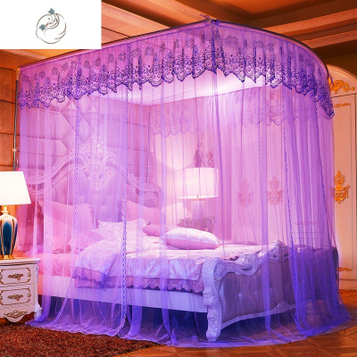 U型蚊帐家用公主风1.5m伸缩蚊帐1.8m加粗不锈经典款：紫色特粗32号不锈钢支架-1.8*2米床舒适主义蚊帐经典款：紫色特粗32号不锈钢支架-1.8*2米床长度自由伸缩-