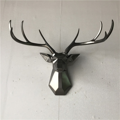 复古工业风CIAA金属银色鹿头壁挂壁饰墙挂酒吧会所客厅玄关背景装饰品银灰色70*50*34