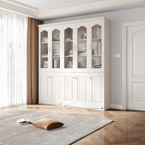 全友家居 韩式田园书房家具套装 二门三门书柜桌椅组合书柜