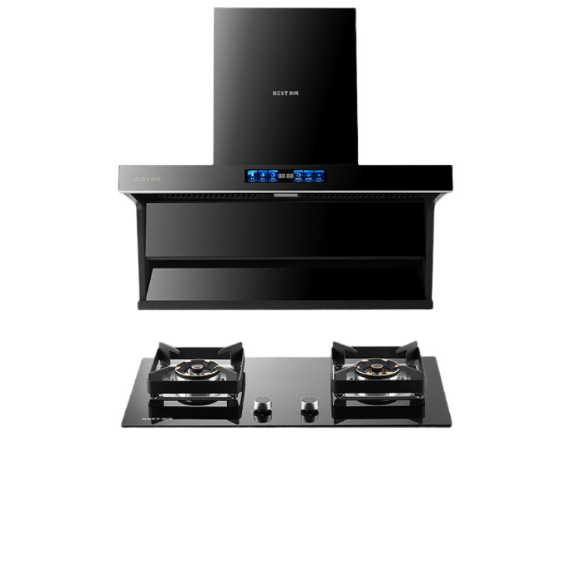 百得(BEST)华帝股份烟灶套装AC17+AQ16 25m³顶侧三吸油烟机1100Pa智能变频巡航5.2kW大火力天然气