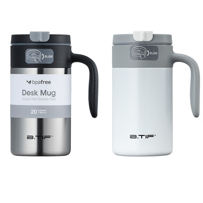 美国BTIF商务办公杯真空不锈钢保温杯男办公室咖啡杯子女带盖带手柄水杯大容量保温保冷便携车载户外通用