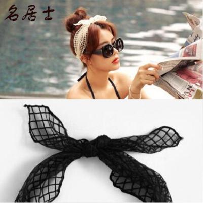 韩李菲儿刘涛同款绑带兔耳朵蕾丝发带发箍发饰头饰4160