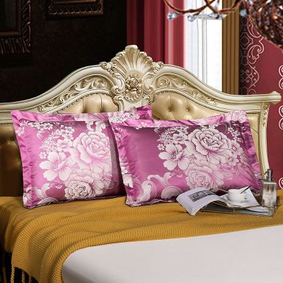 SleepyBear提花枕套一对成人枕头套加宽丝缎枕芯套单人学生枕套48*74cm