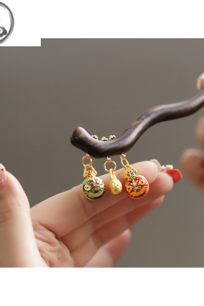 JiMi吞金兽小吊坠 简约簪子发簪木质 黑檀木盘发丸子头发饰古典旗袍女