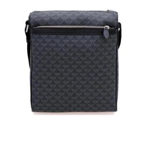 Emporio Armani男士深灰色logo斜挎包时尚简约多功能日常出行包 黑色