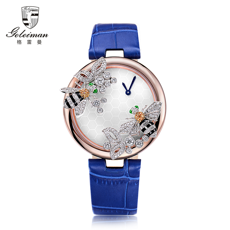 正品格雷曼(geleiman)手表女表石英表 女士欧美时尚休闲潮流女表真皮