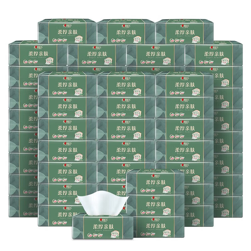 心相印抽纸柔厚亲肤面巾纸抽取式家庭整箱囤货实惠纸巾 三层柔厚亲肤60包装