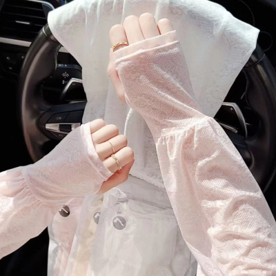 防晒冰袖女薄款开车袖套防紫外线蕾丝透气护袖宽松夏季仙女士冰丝3759Z