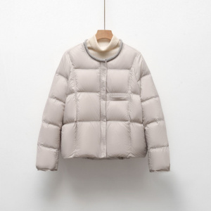 90绒鸭绒羽绒服女宽松休闲圆领冬季纯色简约百搭短款外套