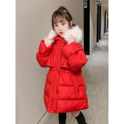 女童棉袄2020冬季中大童韩版洋气棉服中长款小女孩毛领加厚棉衣潮