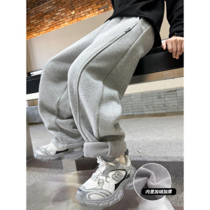 男童加绒运动裤春秋冬新款儿童裤子一体绒中大童卫裤加厚痞帅