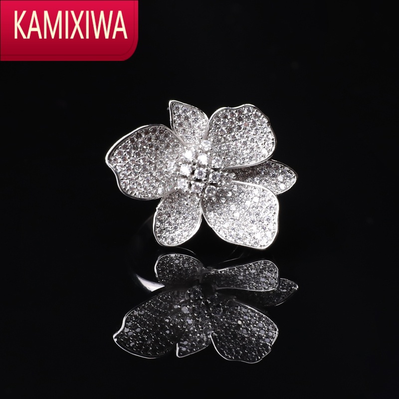 kamixiwa司藤景甜戒指花朵设计感微镶复古指环网红轻奢小众食指夸张女