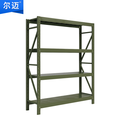 尔迈 仓储货架置物架货物展示架超市仓库钢制金属重型货架 200*150*60cm 500kg/层 军绿色