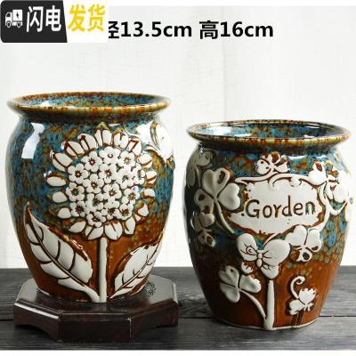 三维工匠多肉花盆大号老桩大口径老庄创意简约陶罐粗陶陶瓷小花盆 SX陶罐-002组合两个 大花盆容器