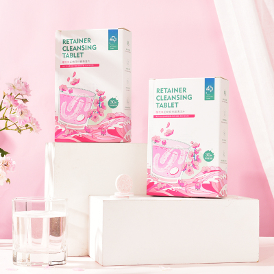 雅克菱Y-Kelin正畸保持器清洁片牙套清洁泡腾片矫正器清洗假牙清洗液隐形口腔清洁护理樱花味30片/盒*2盒