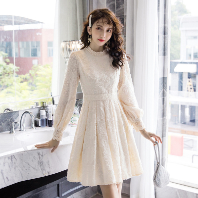 暖青汇连衣裙女春秋大码胖mm法式气质修身收腰显瘦名媛洋气长袖礼服裙子大码女装