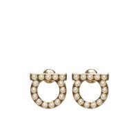 Salvatore Ferragamo黄金Gancini耳饰点缀小玻璃珠精致女式饰品12mm