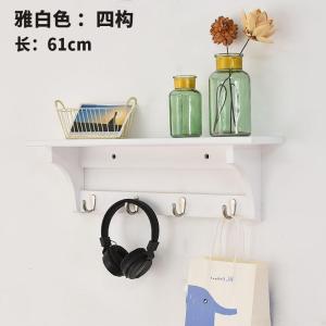 汐岩挂衣架壁挂墙上衣帽架玄关卧室简易实木多功能置物架进衣服挂钩