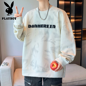 花花公子新款高品质棉质卫衣男青少年2025秋季学生印花流行宽松港风单穿