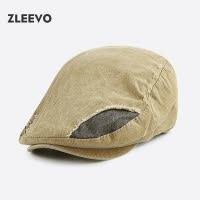/ 亲子拼接英伦男女贝雷帽做旧水洗鸭舌帽复古文艺童帽