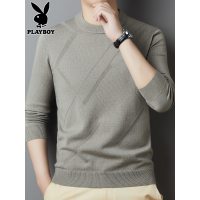 花花公子提花针织衫男士线衣打底衫2025年秋冬季新款潮圆领毛衣男