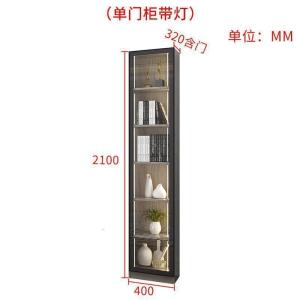 森美人北欧钢化玻璃转角书柜置物架组合办公书橱带灯展示柜定制F-05