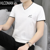 HLCOMAN男士t恤短袖2025新款时尚v领潮牌半袖丅上衣服夏季体恤衫夏装