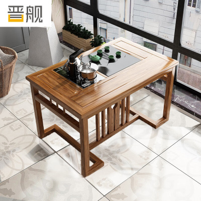 晋舰阳台茶桌椅组合家用小茶台新中式茶桌简约小户型茶几 1.2米中圆茶桌