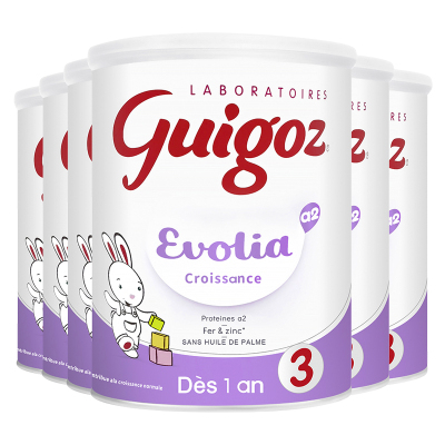 法国进口古戈氏guigoz 3段奶粉 A2蛋白配方小乖兔紫罐1-3岁800g*6罐装