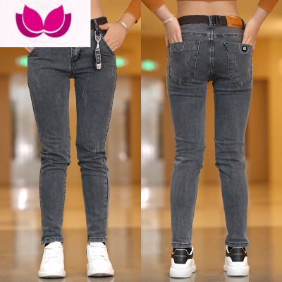 七斓2023新款修身牛仔裤男款潮流弹力小脚休闲裤子男潮牌水洗复古长裤